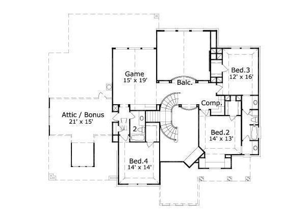 Traditional Floor Plan - Upper Floor Plan #411-807