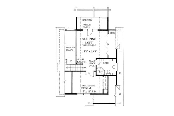 Floor Plan - Upper Floor for Cottage House Plan #118-169 - 2 bed, 2 bath