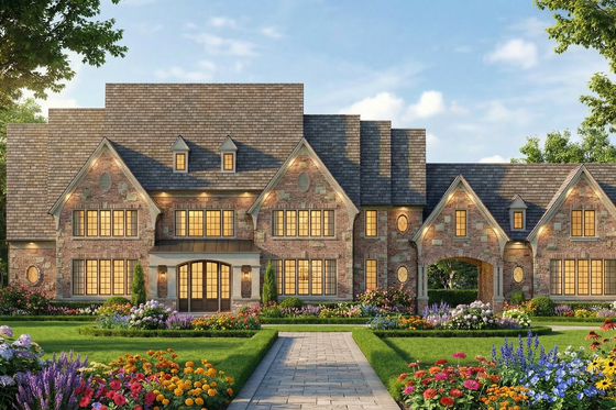 Exterior - Front Elevation 4 for European House Plan #119-242 - 4 bed, 4.5 bath