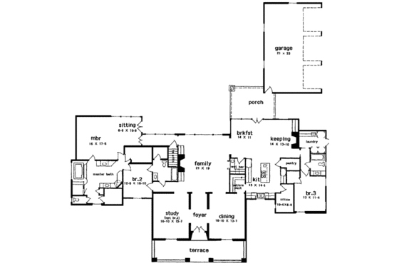 Floor Plan - Main Floor for European House Plan #301-108 - 4 bed, 3 bath