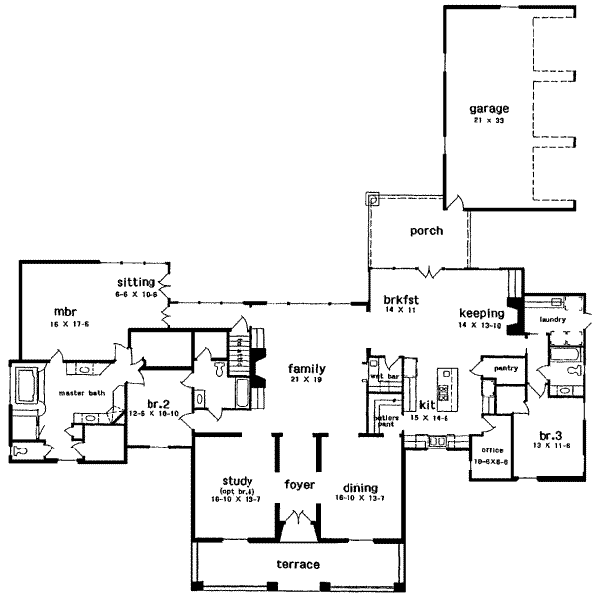 House Blueprint - European Floor Plan - Main Floor Plan #301-108