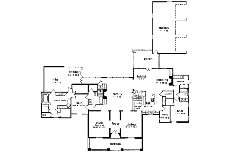 Architectural House Design - Floor Plan - Main Floor for European House Plan #301-108 - 4 bed, 3 bath