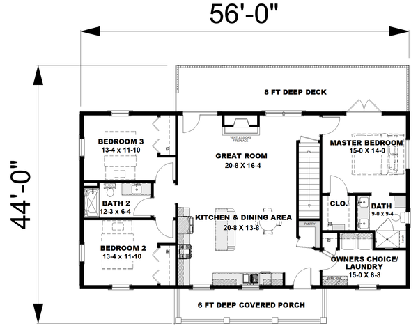 Farmhouse Floor Plan - Main Floor Plan #44-277