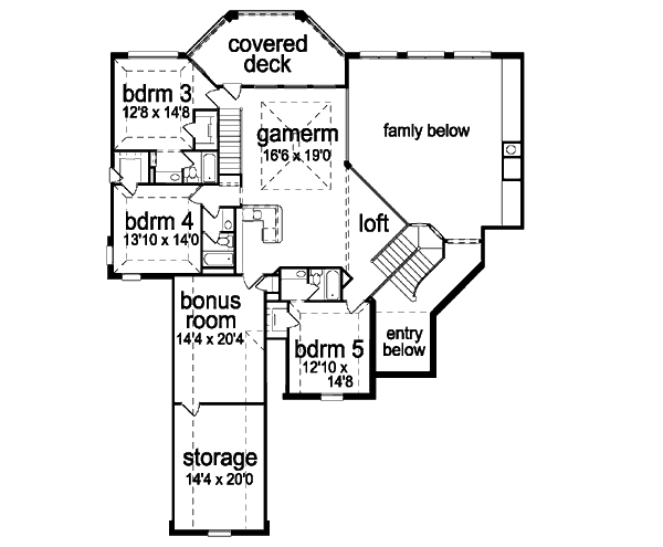 House Design - European Floor Plan - Upper Floor Plan #84-438