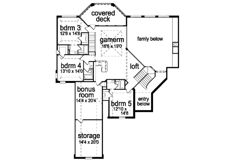 Home Plan - Floor Plan - Upper Floor for European House Plan #84-438 - 5 bed, 5.5 bath