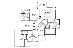 Floor Plan - Upper Floor for European House Plan #67-575 - 4 bed, 3.5 bath