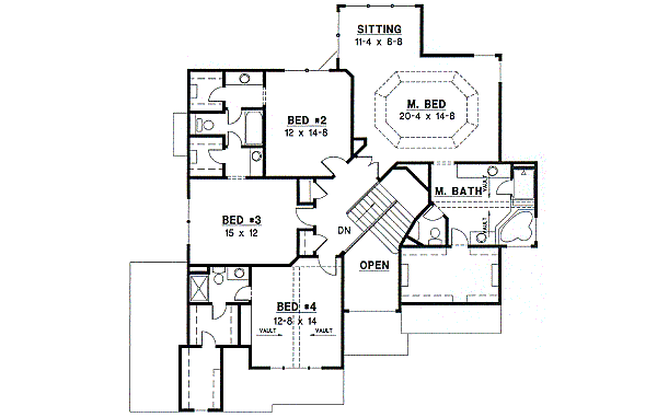 European Floor Plan - Upper Floor Plan #67-575