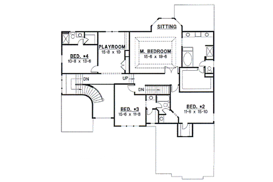 Floor Plan - Upper Floor for European House Plan #67-605 - 4 bed, 3.5 bath