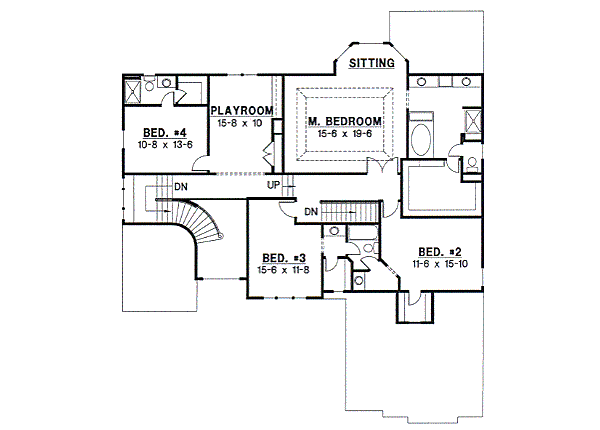 Floor Plan - Upper Floor for European House Plan #67-605 - 4 bed, 3.5 bath