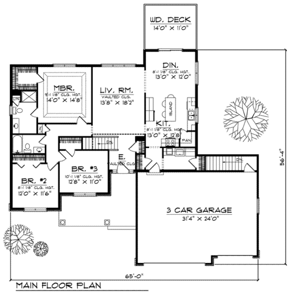 House Plan Design - Traditional Floor Plan - Main Floor Plan #70-815