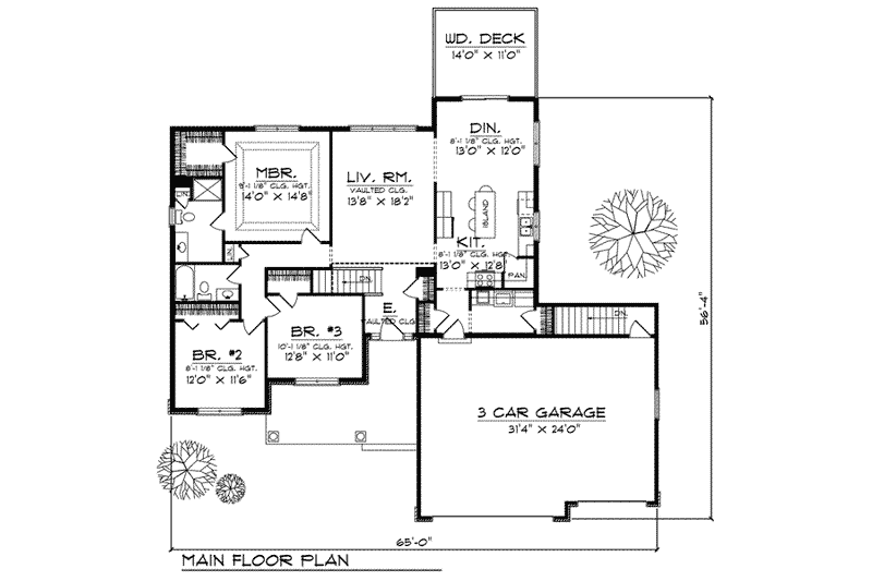 Home Plan - Floor Plan - Main Floor for Traditional House Plan #70-815 - 4 bed, 3 bath