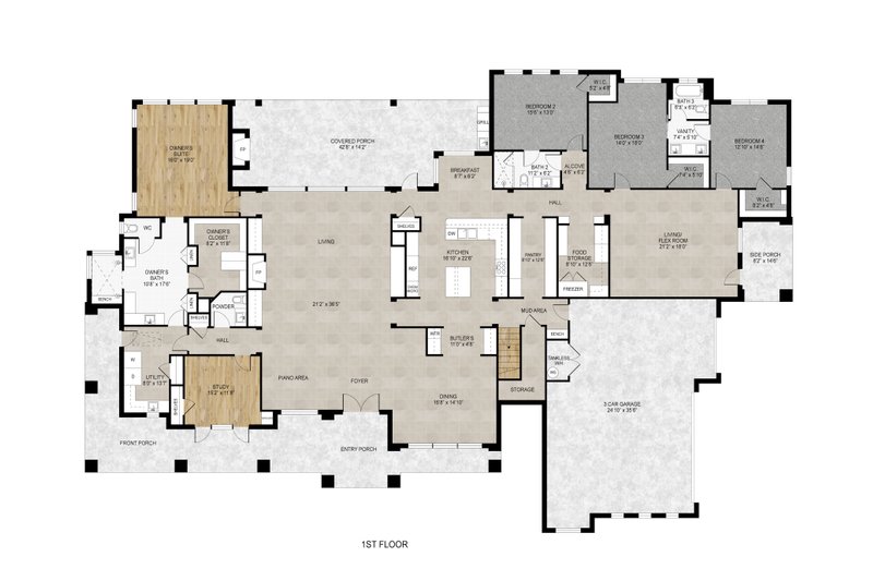 House Plan Design - Floor Plan - Main Floor for Modern House Plan #1110-40 - 5 bed, 4.5 bath