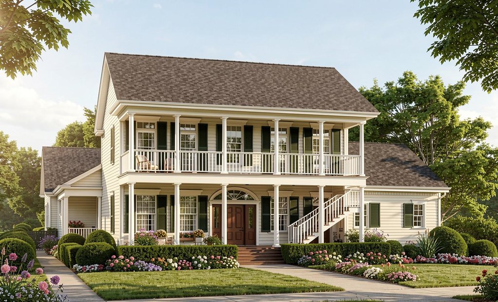 Exterior - Front Elevation 2 for Colonial House Plan #137-144 - 4 bed, 4.5 bath