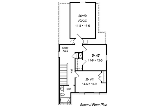 Floor Plan - Upper Floor for Colonial House Plan #329-202 - 3 bed, 2 bath