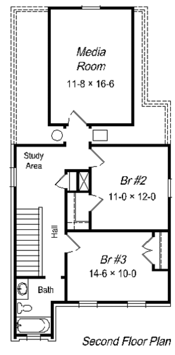 Colonial Floor Plan - Upper Floor Plan #329-202