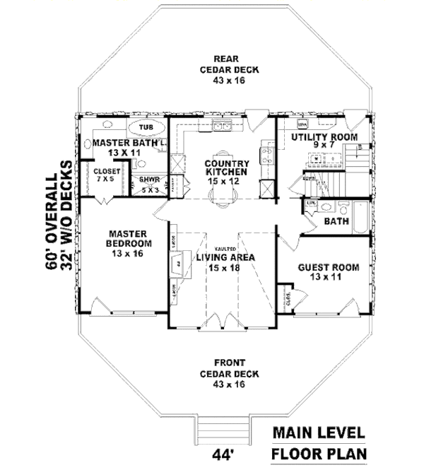 Country Floor Plan - Main Floor Plan #81-13784