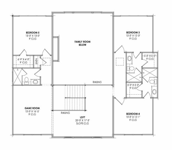Architectural House Design - Floor Plan - Upper Floor for Farmhouse House Plan #1096-200 - 5 bed, 5.5 bath