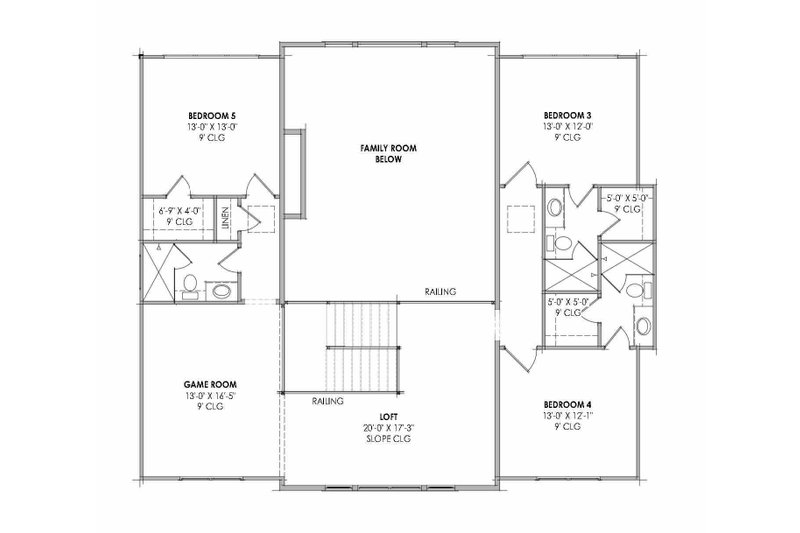 Architectural House Design - Floor Plan - Upper Floor for Farmhouse House Plan #1096-200 - 5 bed, 5.5 bath