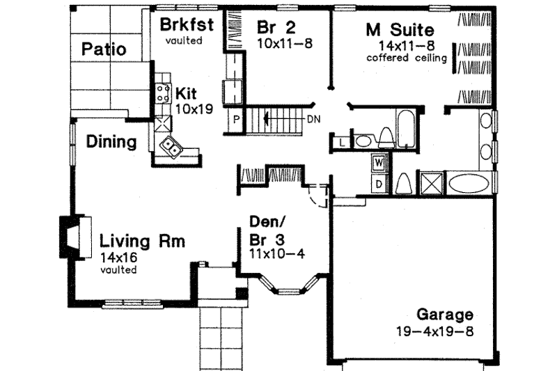 Home Plan - Floor Plan - Main Floor for Traditional House Plan #320-114 - 3 bed, 2 bath