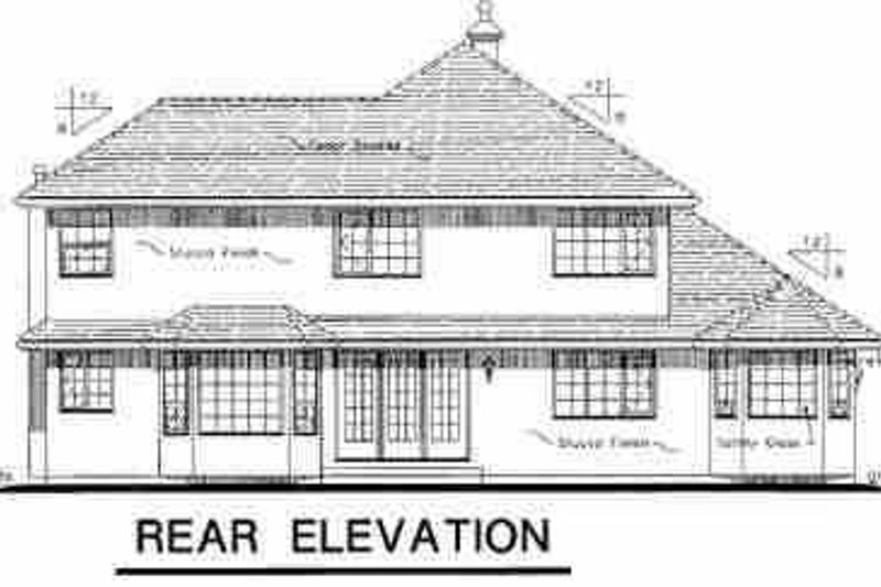 Home Plan - Exterior - Rear Elevation for European House Plan #18-241 - 4 bed, 2.5 bath