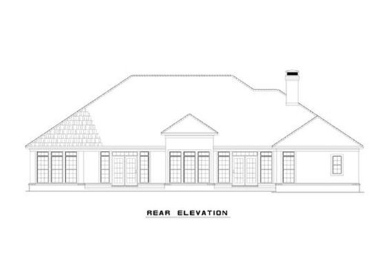 Exterior - Rear Elevation for European House Plan #17-1028 - 4 bed, 3 bath