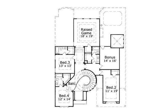 Floor Plan - Upper Floor for European House Plan #411-576 - 4 bed, 4.5 bath