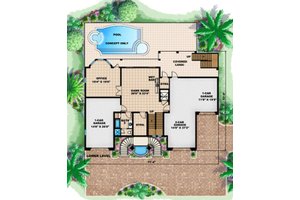 Floor Plan - Lower Floor for Mediterranean House Plan #27-396 - 3 bed, 5 bath