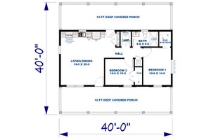 Floor Plan - Main Floor for Cottage House Plan #44-298 - 2 bed, 1 bath