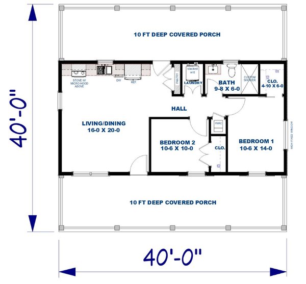 House Blueprint - Cottage Floor Plan - Main Floor Plan #44-298