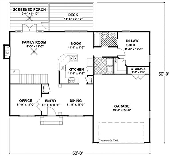 Architectural House Design - Colonial Floor Plan - Main Floor Plan #56-244