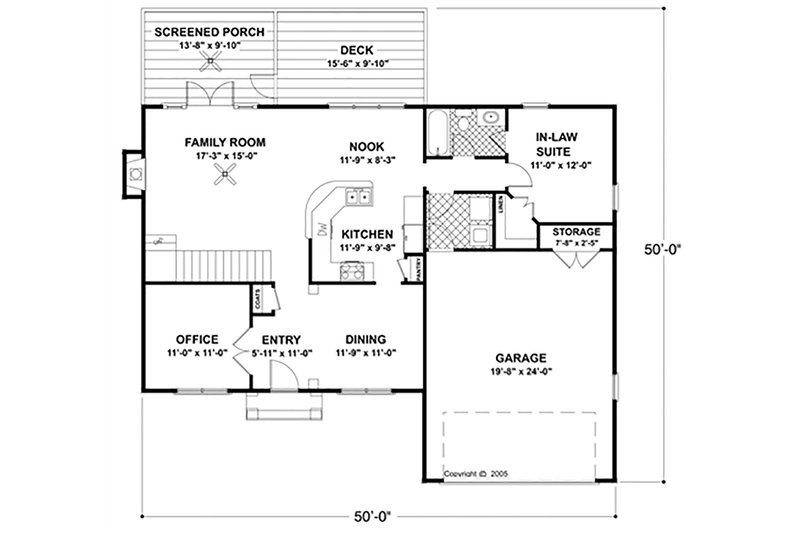 Home Plan - Floor Plan - Main Floor for Colonial House Plan #56-244 - 4 bed, 3 bath