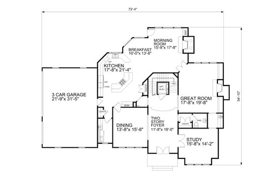 Floor Plan - Main Floor for European House Plan #30-346 - 4 bed, 4.5 bath