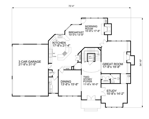 House Design - Traditional Floor Plan - Main Floor Plan #30-346