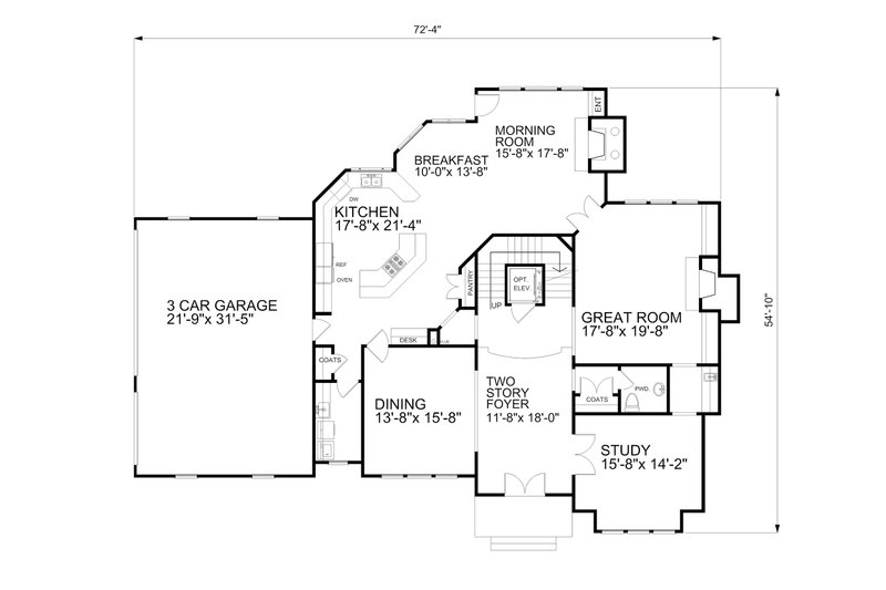 Home Plan - Floor Plan - Main Floor for European House Plan #30-346 - 4 bed, 4.5 bath