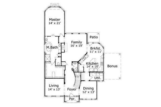Floor Plan - Main Floor for Colonial House Plan #411-285 - 4 bed, 3.5 bath