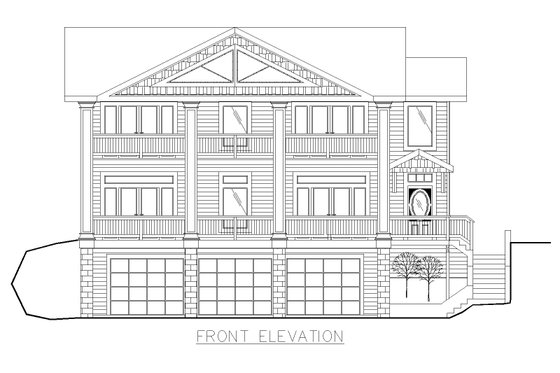 Exterior - Front Elevation 3 for Southern House Plan #117-215 - 3 bed, 4 bath