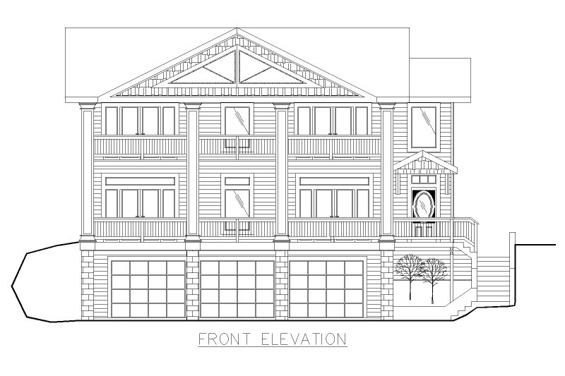 Home Plan - Exterior - Front Elevation 3 for Southern House Plan #117-215 - 3 bed, 4 bath