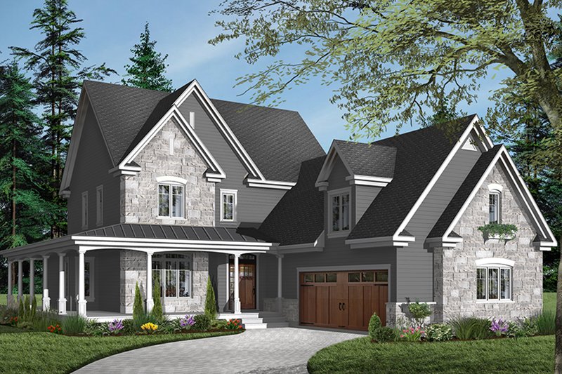 Architectural House Design - Exterior - Front Elevation 5 for Farmhouse House Plan #23-587 - 4 bed, 2.5 bath