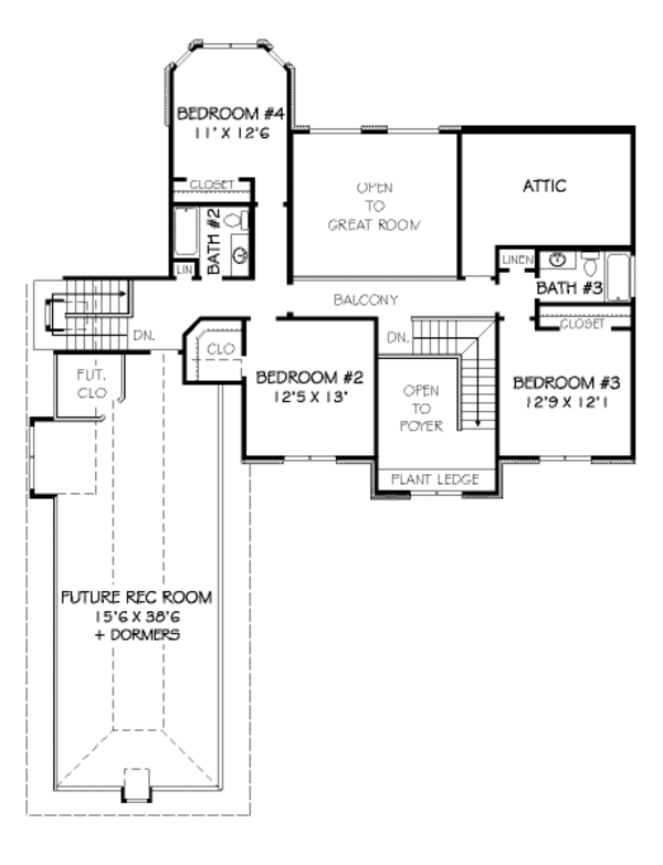 European Floor Plan - Upper Floor Plan #424-351