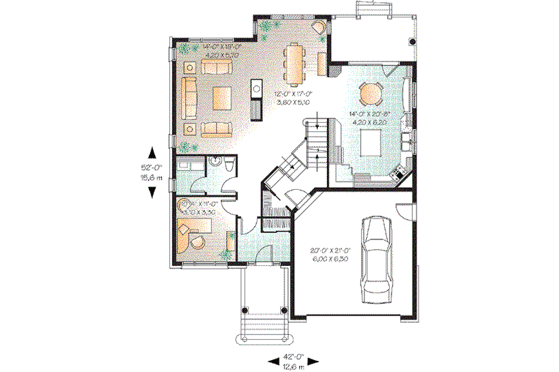 Home Plan - Floor Plan - Main Floor for European House Plan #23-656 - 4 bed, 2.5 bath