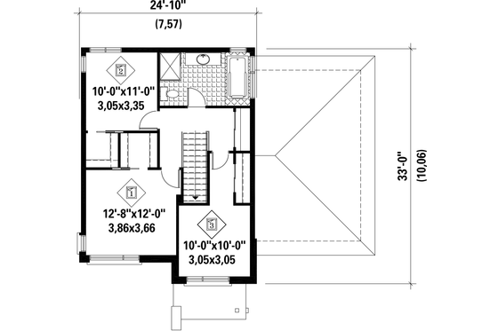Floor Plan - Upper Floor for Contemporary House Plan #25-4294 - 3 bed, 1 bath