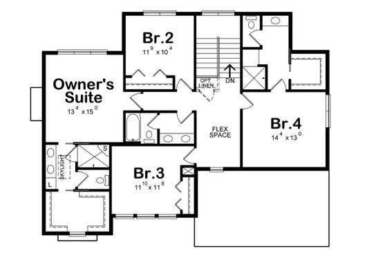 Floor Plan - Upper Floor for Traditional House Plan #20-2279 - 4 bed, 3.5 bath