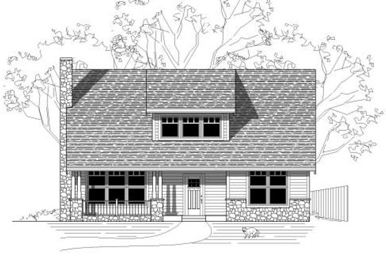 Exterior - Front Elevation for Bungalow House Plan #423-24 - 3 bed, 2.5 bath