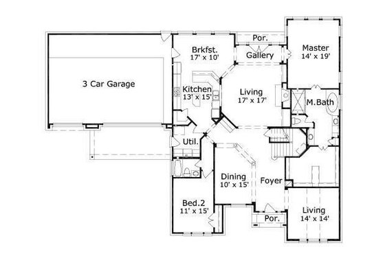 Floor Plan - Main Floor for European House Plan #411-322 - 6 bed, 4 bath