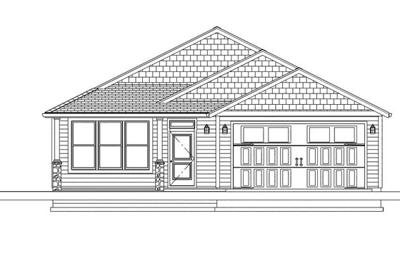 Exterior - Front Elevation 5 for Ranch House Plan #943-51 - 3 bed, 2 bath