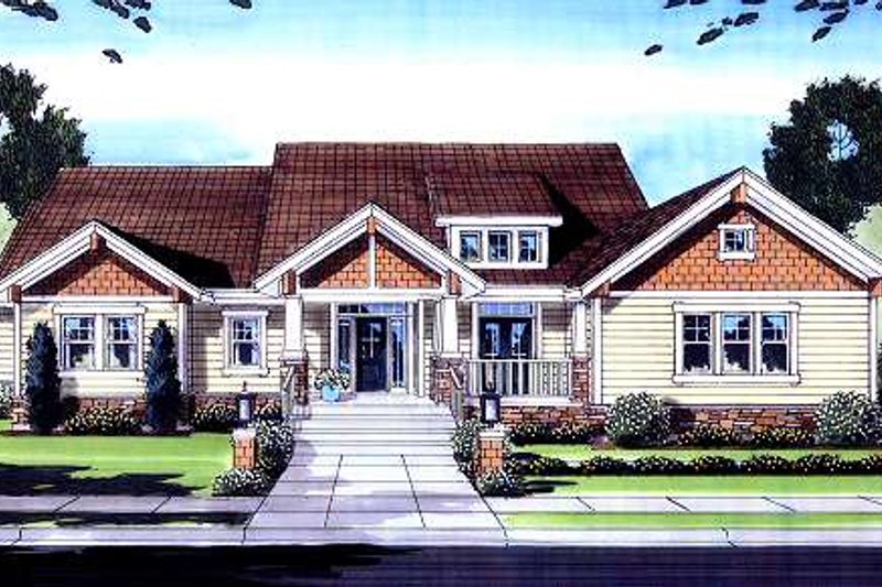 Architectural House Design - Craftsman Exterior - Front Elevation Plan #46-419