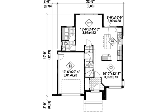 Floor Plan - Main Floor for Contemporary House Plan #25-4607 - 4 bed, 1 bath