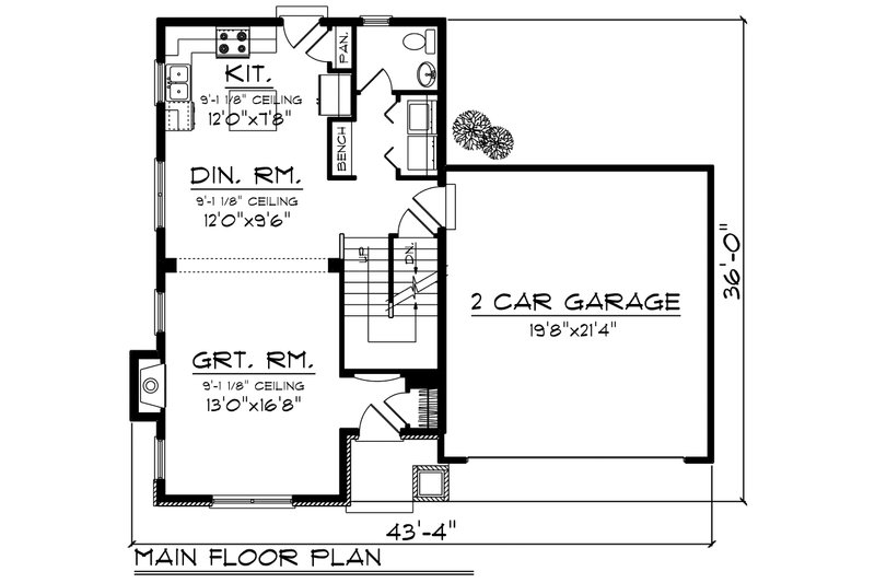 Home Plan - Floor Plan - Main Floor for Traditional House Plan #70-1187 - 3 bed, 2.5 bath