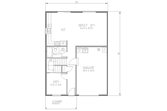 Floor Plan - Main Floor for Country House Plan #423-35 - 3 bed, 2 bath