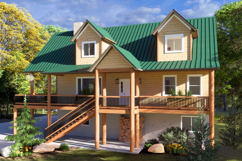 House Blueprint - Exterior - Front Elevation 4 for Cabin House Plan #1060-190 - 4 bed, 2.5 bath